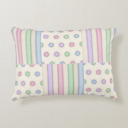 Patchwork für Pastellstreifen und Polka Dots Dekokissen (Vorderseite)