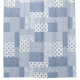 Patchwork für Vintage Indigo Blau- und Weiße Imita Duschvorhang