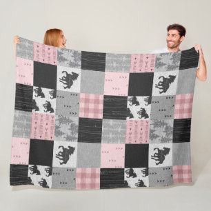Patchwork für Wilde und Freie Pferde - rosa Fleecedecke