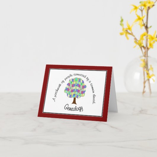 Patchwork Genealogische Karte (rot) (Gelbe Blume)