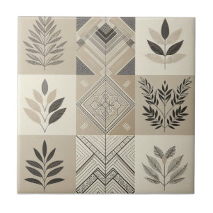 Patchwork-Geometrisches Haferflocken-Vintage-Blatt Fliese