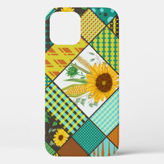 Patchwork-Getreide, Sonnenblumen, geometrisches Mu Case-Mate iPhone Hülle (Rückseite)