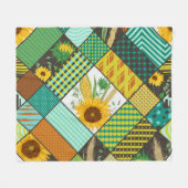 Patchwork-Getreide, Sonnenblumen, geometrisches Mu Fleecedecke (Vorderseite (Horizontal))
