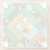 Patchwork-Getreide, Sonnenblumen, geometrisches Mu Glasuntersetzer (Rückseite)