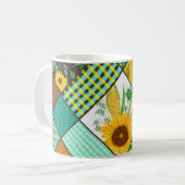 Patchwork-Getreide, Sonnenblumen, geometrisches Mu Kaffeetasse (Vorderseite Links)