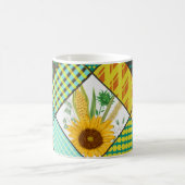 Patchwork-Getreide, Sonnenblumen, geometrisches Mu Kaffeetasse (Mittel)