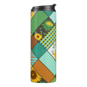 Patchwork-Getreide, Sonnenblumen, geometrisches Mu Thermosbecher (Nach links gedreht)