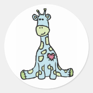 Patchwork-Giraffe-Stickers - Blau & Grün Runder Aufkleber