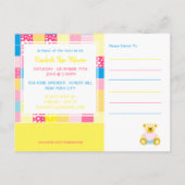 Patchwork Gold Bär, Baby Shower Einladung (Rückseite)