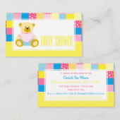 Patchwork Gold Bär, Baby Shower Ticket Einladung (Vorne/Hinten)