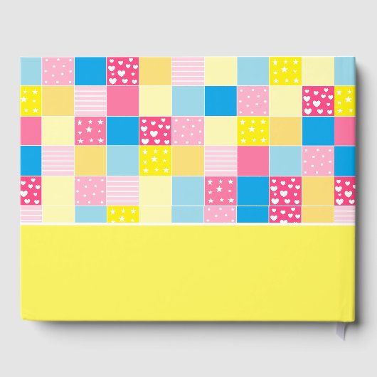 Patchwork Gold Bär, Babydusche Gästebuch (Rückseite)