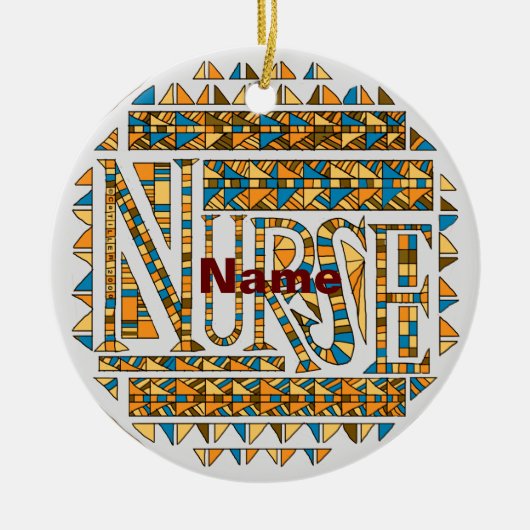 Patchwork-Gold-Krankenschwester Keramik Ornament (Vorne)