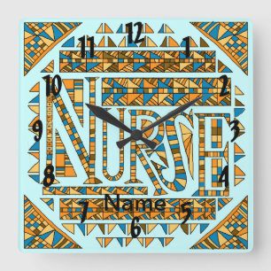 Patchwork-Gold-Krankenschwester Quadratische Wanduhr