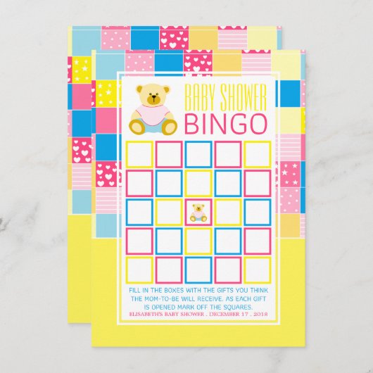 Patchwork Goldbär, Baby Showbingo (Vorne/Hinten)