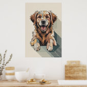 Patchwork Golden Retriever - Geometrischer Hund Poster (Küche)