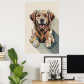 Patchwork Golden Retriever - Geometrischer Hund Poster (Heimbüro)