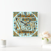 Patchwork Goldschwester Quadratische Wanduhr (Zuhause)