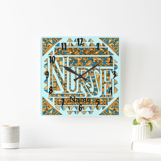 Patchwork Goldschwester Quadratische Wanduhr (Zuhause)