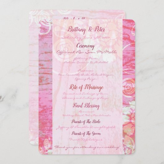 Patchwork Graffiti Wedding Program Programm (Vorne/Hinten)