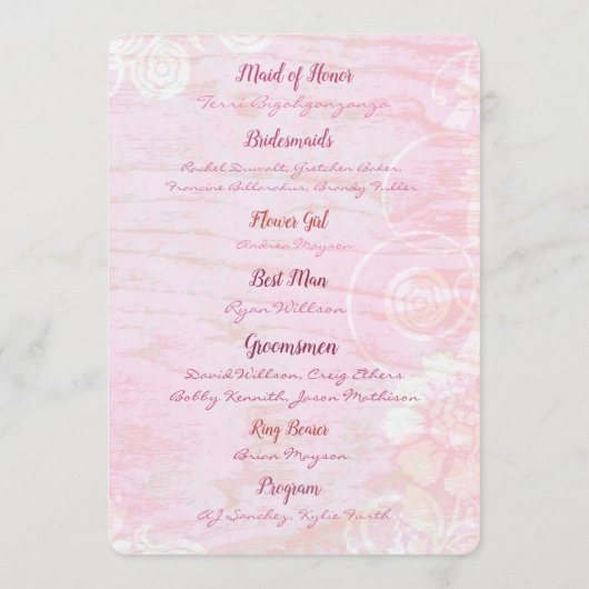 Patchwork Graffiti Wedding Program Programm (Rückseite)