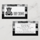 Patchwork Grauer Bär, Baby Shower Ticket Einladung (Vorne/Hinten)