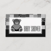 Patchwork Grauer Bär, Baby Shower Ticket Einladung (Vorderseite)