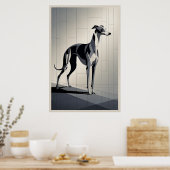 Patchwork-Greyhound - Eleganter geometrischer Hund Poster (Küche)