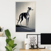 Patchwork-Greyhound - Eleganter geometrischer Hund Poster (Heimbüro)