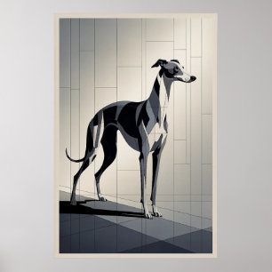Patchwork-Greyhound - Eleganter geometrischer Hund Poster