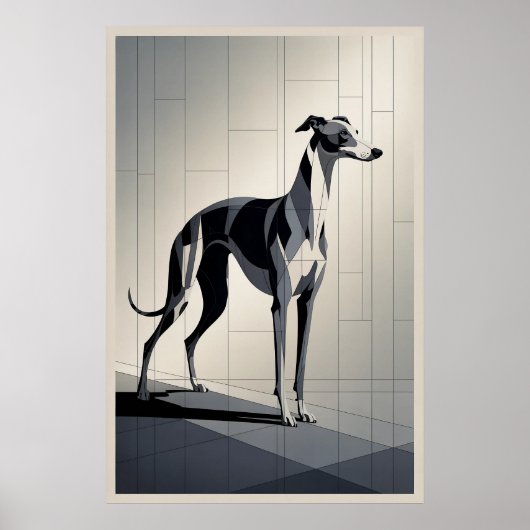 Patchwork-Greyhound - Eleganter geometrischer Hund Poster (Vorne)