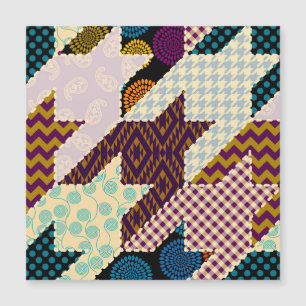 Patchwork-Hahnentritt: Nahtloser Vintage-Hintergru Magnetkarte