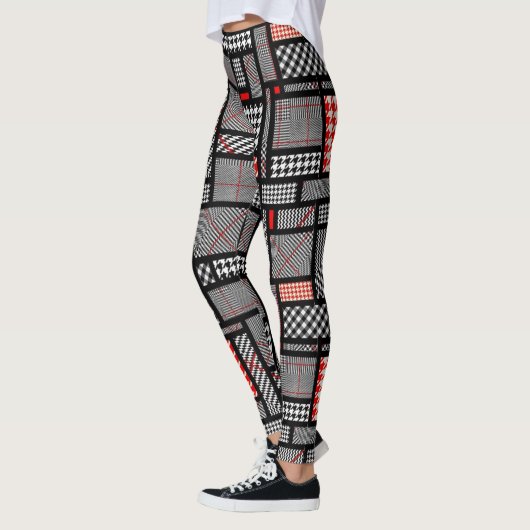 Patchwork-Hahnentrittmuster Leggings (Links)