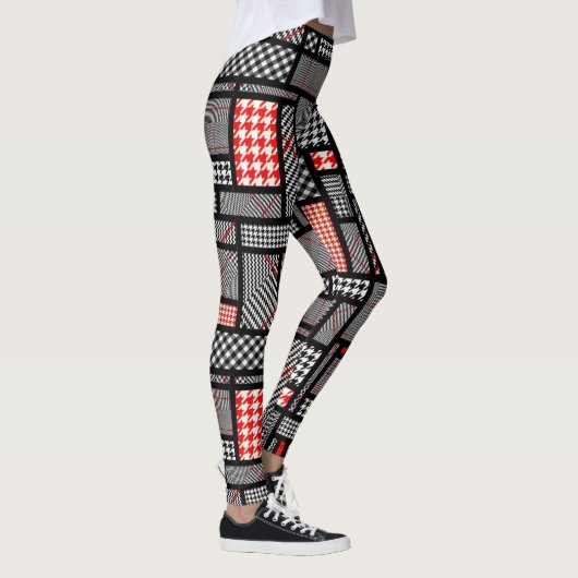 Patchwork-Hahnentrittmuster Leggings (Rechts)