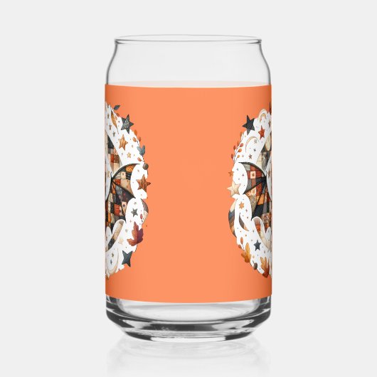 Patchwork Halloween Bat in Herbstfarben Dosenglas (Links)