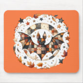 Patchwork Halloween Bat in Herbstfarben Mousepad (Vorne)