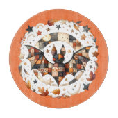 Patchwork Halloween Bat in Herbstfarben Schneidebrett (Vorderseite)