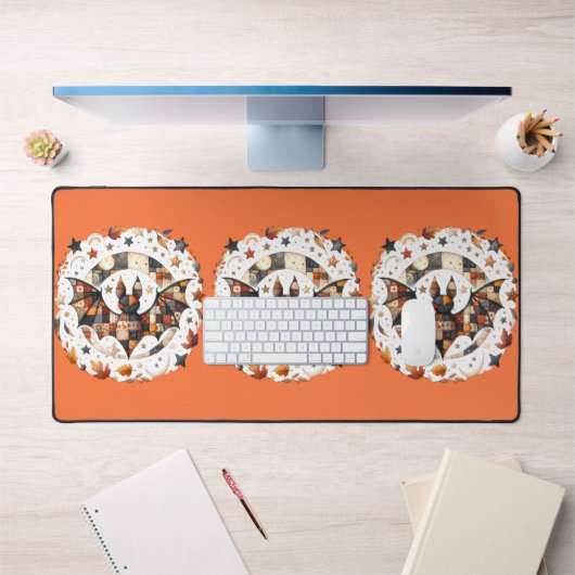 Patchwork Halloween Bat in Herbstfarben Schreibtischunterlage (Büro 1)