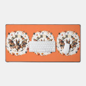 Patchwork Halloween Bat in Herbstfarben Schreibtischunterlage (Tastatur & Maus)