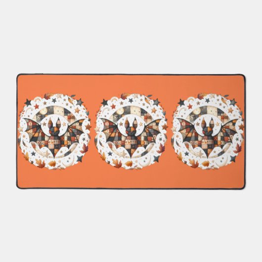 Patchwork Halloween Bat in Herbstfarben Schreibtischunterlage (Vorderseite)