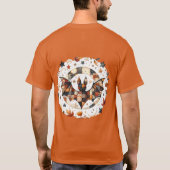 Patchwork Halloween Bat in Herbstfarben T-Shirt (Rückseite)