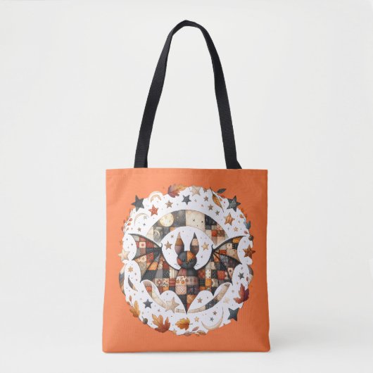 Patchwork Halloween Bat in Herbstfarben Tasche (Vorderseite)