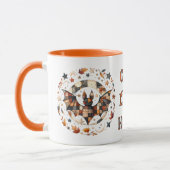 Patchwork Halloween Bat in Herbstfarben Tasse (Links)
