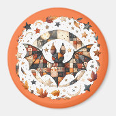 Patchwork-Halloween-Fledermaus in Herbstfarben Magnet (Vorne)