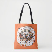 Patchwork-Halloween-Fledermaus in Herbstfarben Tasche (Vorderseite)