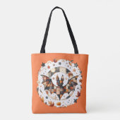 Patchwork-Halloween-Fledermaus in Herbstfarben Tasche (Rückseite)