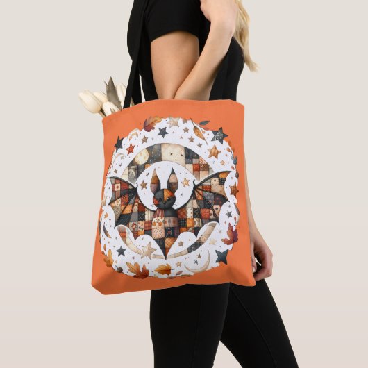 Patchwork-Halloween-Fledermaus in Herbstfarben Tasche (Von Nahem)