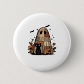 Patchwork-Halloween-Geist schwarze Katze Essential Button (Vorderseite)