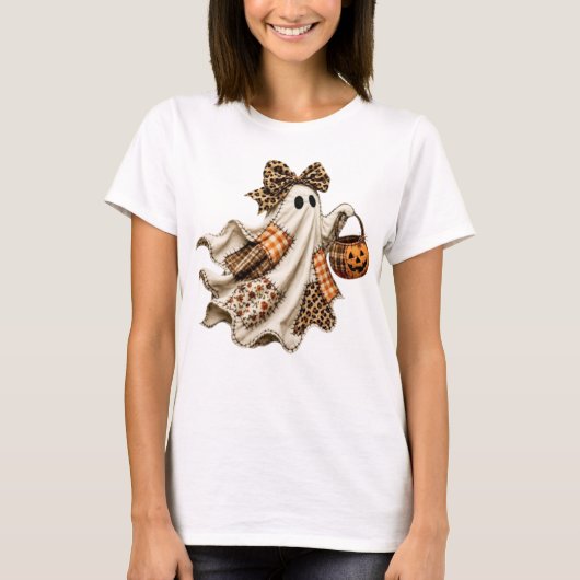 Patchwork-Halloween-Geist T-Shirt (Vorderseite)