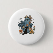 Patchwork Halloween Ghost Black Cat Essential T-Sh Button (Vorderseite)