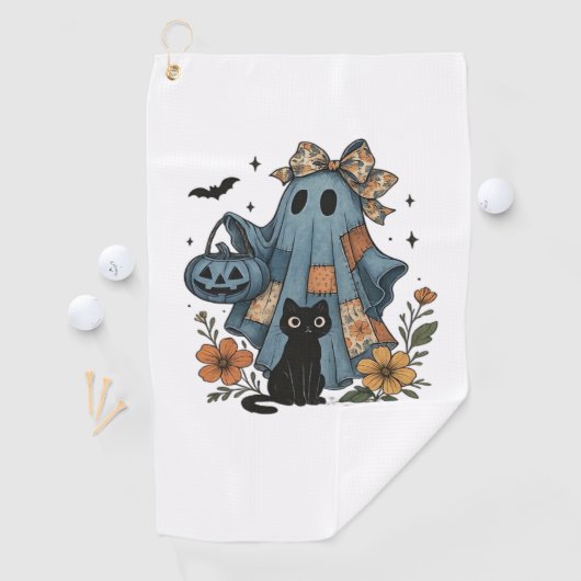 Patchwork Halloween Ghost Black Cat Essential T-Sh Golfhandtuch (Insitu)
